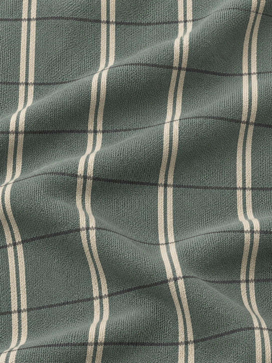 Golf-Pullover aus Funktionsmaterial in Salbeigrün mit Fensterkaromuster und Viertelreißverschluss