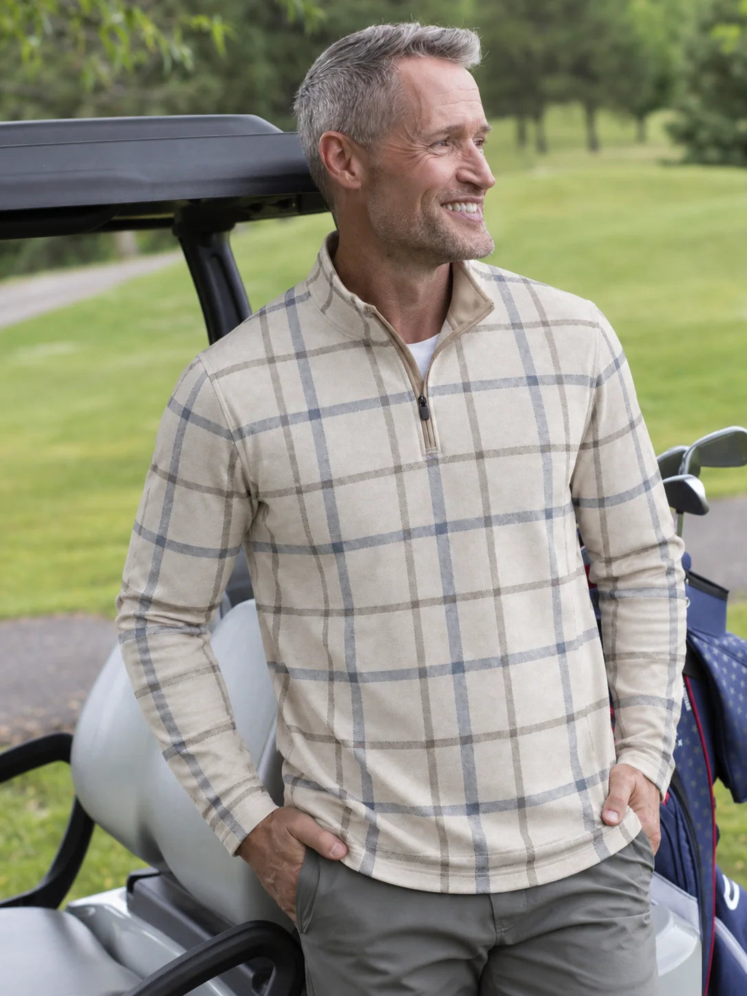 Windsor Check Golf Quarter-Zip-Pullover