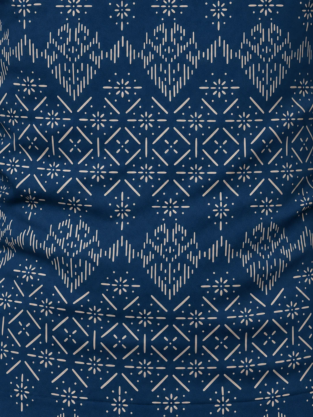 Dunkelblauer Performance-Pullover mit geometrischem Muster und kurzem Reißverschluss