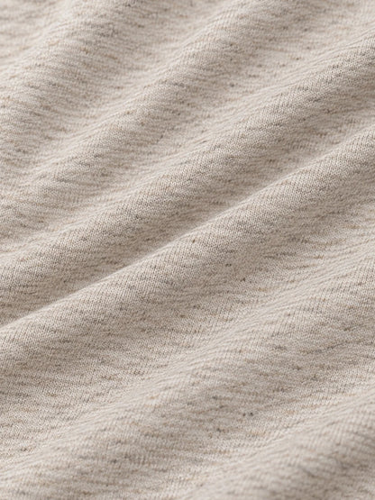 Melierter Golf-Pullover in Haferbeige mit kurzem Reißverschluss