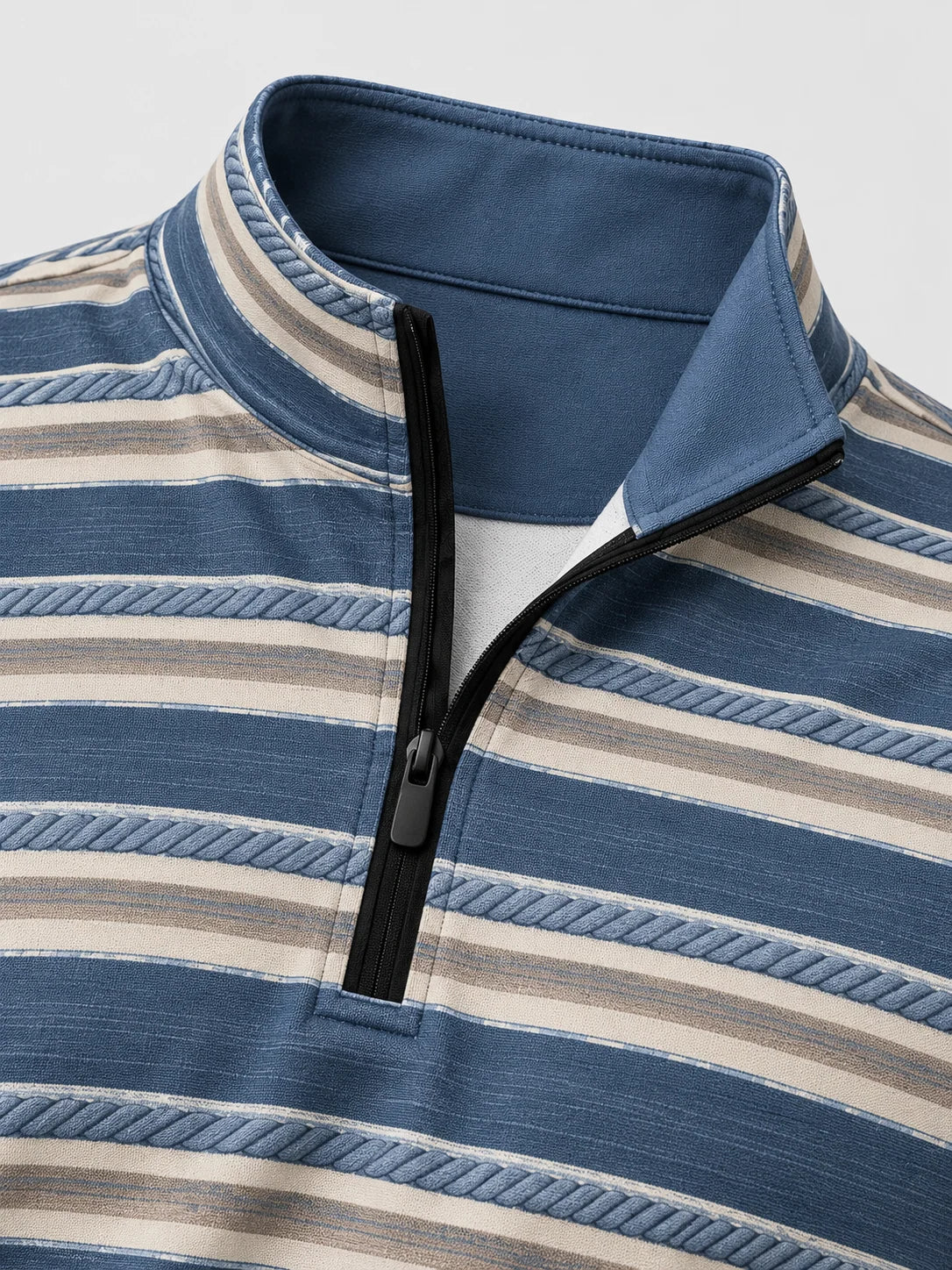 Performance-Quarter-Zip-Pullover mit maritimen Seilstreifen