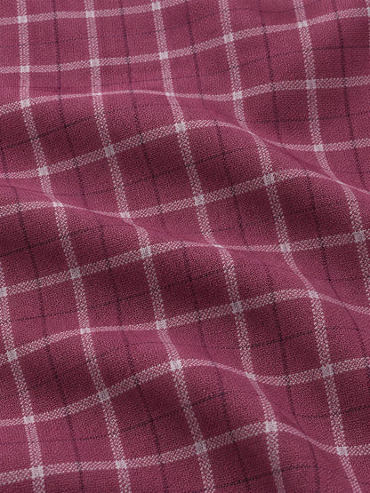 Golf-Pullover aus Funktionsmaterial in Altrosa mit feinem Karomuster und Viertelreißverschluss