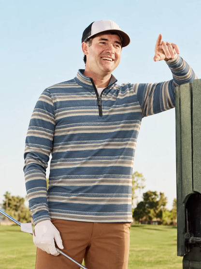 Performance-Quarter-Zip-Pullover mit maritimen Seilstreifen