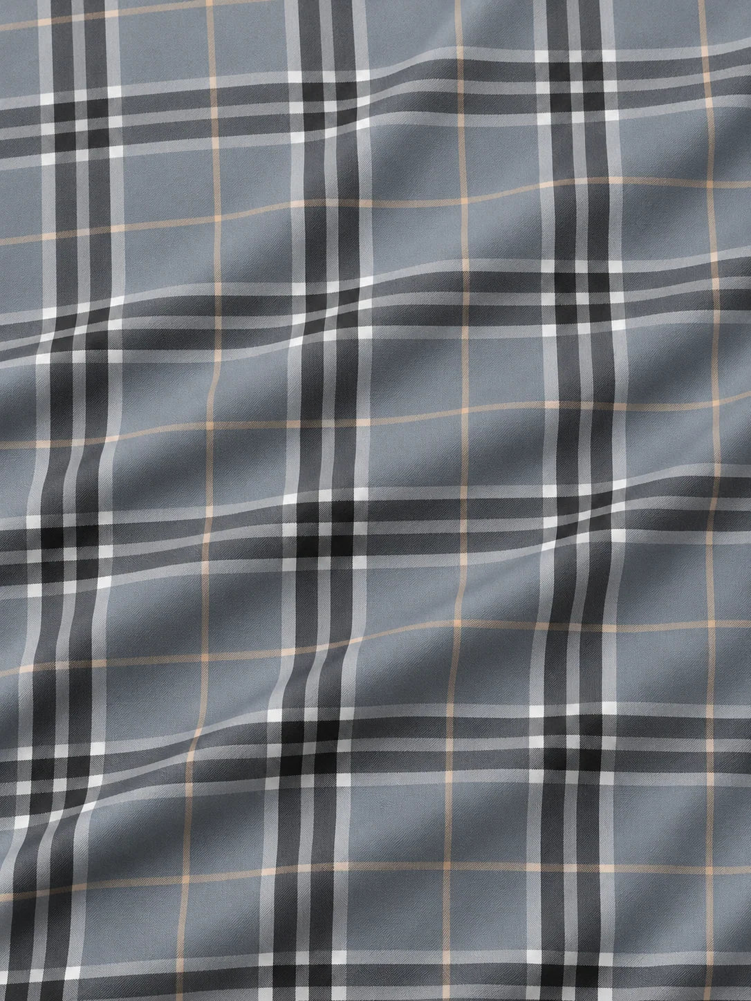 Golf-Pullover in Zinngrau mit Karomuster und kurzem Reißverschluss